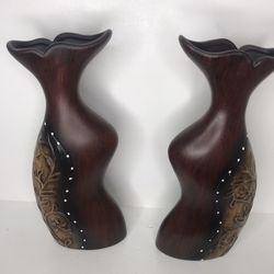 Ceramic Brown Vase Flowers 2 Set 