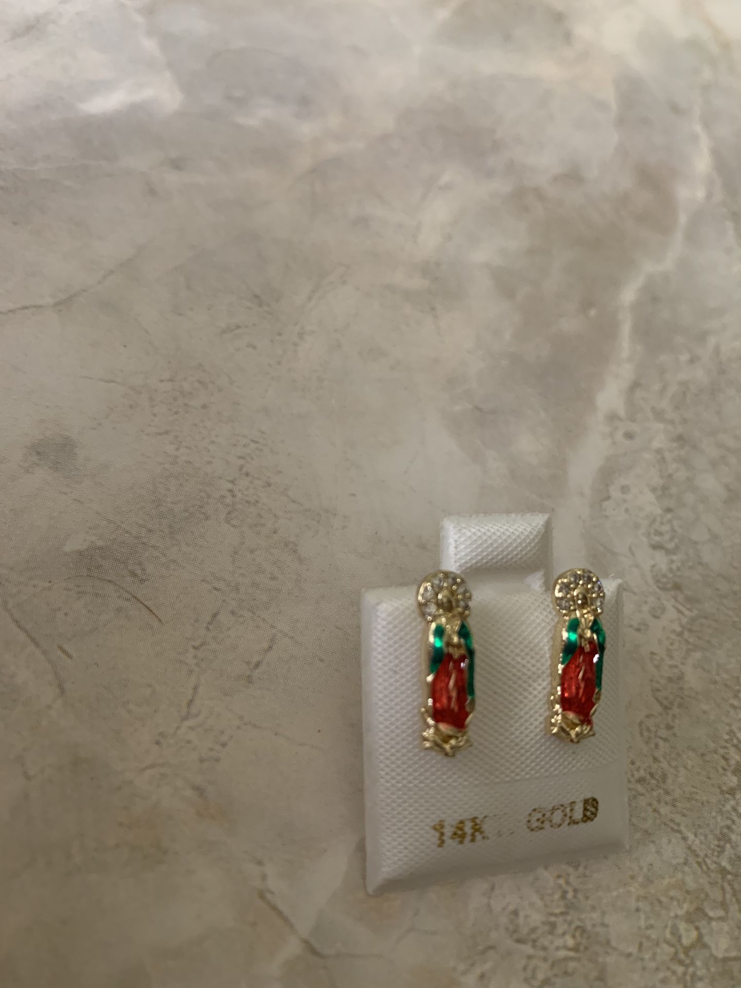 Arete En Baño De oro Con Imagen De La virgen De Guadalupe Para Niña O Adulto