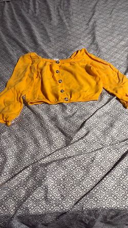 Mustard Yellow Off-Shoulder Crop Top
