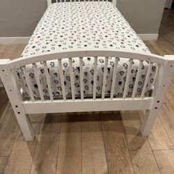 Solid Wood White Twin Platform Bed With Mattress Cama Colchon Cot Sleep 💤🛌🚚