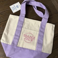 Trader Joes Mini Canvas Tote In  Purple