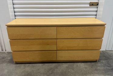 IKEA NATURAL LIGHT OAK FINISH MODERN DESIGN LARGE 6- DRAWER DRESSER NEW CONDITION DELIVERY AVAILABLE