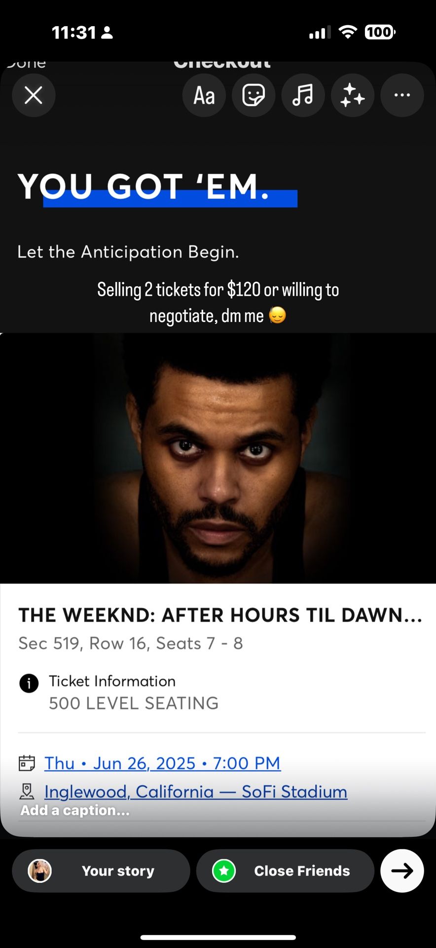 SELLING 2 TICKETS ($60 EACH)