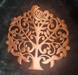 Copper Tree of Life Trivet Cast Metal Bird Footed Wall Hanging Kitchen Decor