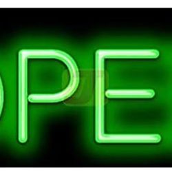 Brand New Neon Green Open Sign