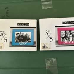 Wooden Picture Frame Pair NWT With Silver Words 