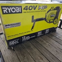 RYOBI 40V HP BRUSHLESS KINETIC LOG SPLITTER SET/ W BATTERY AND CHARGER