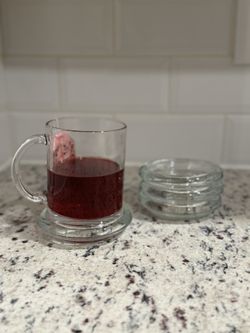 4 Vintage Glass Coasters 