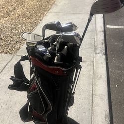 Golf clubs and golf bag with stand putter irons 45679  driver all for 110