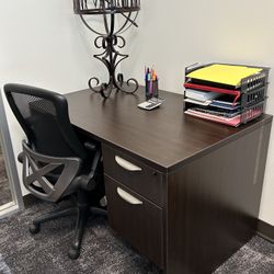 Office Desk With Hanging File & Executive Adjustable Chair