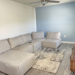 Modular Grey Linen Sofa