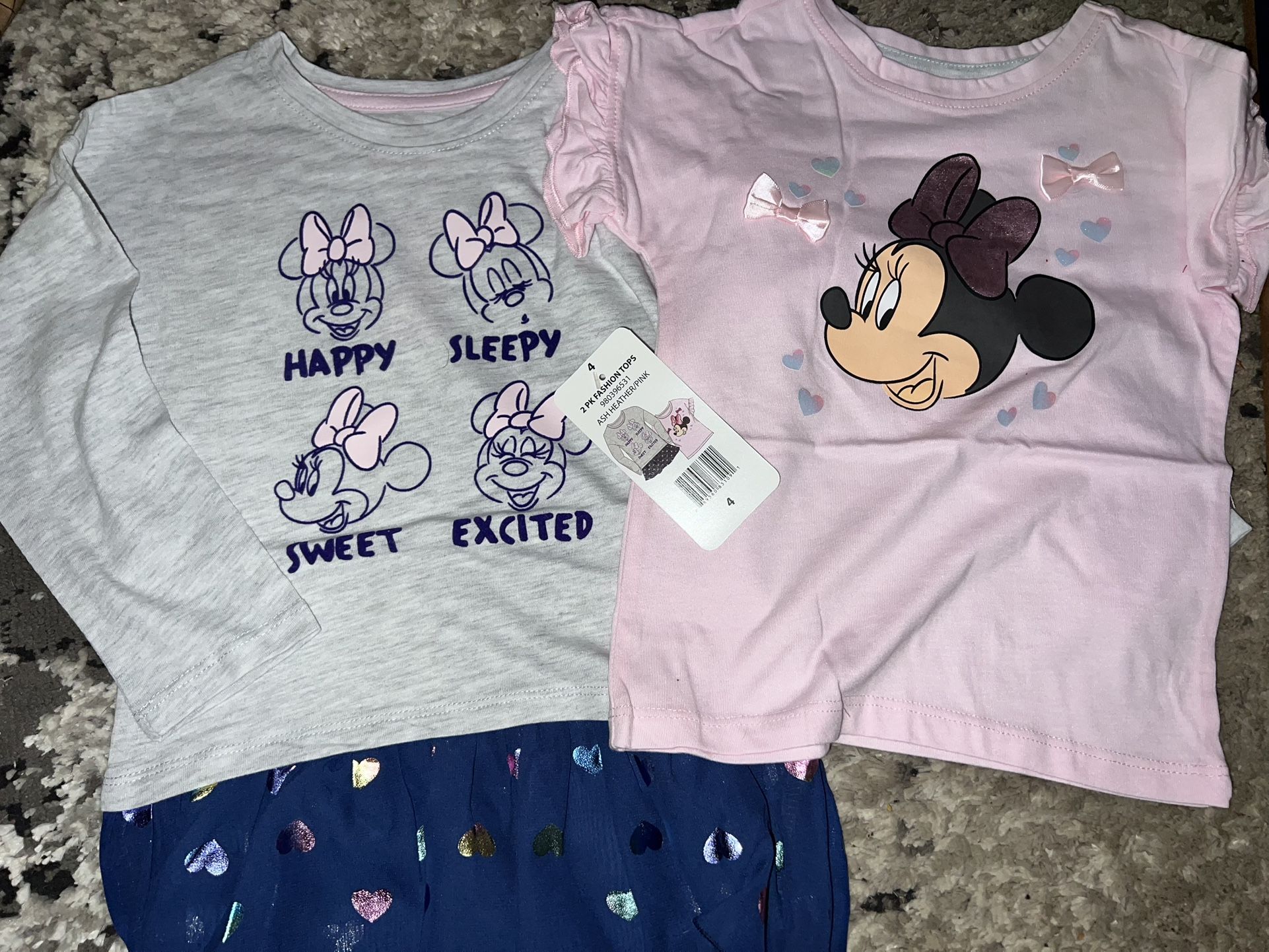 New. Girls Size 4 Minnie- 2pack Tops