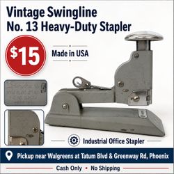 Vintage Swingline No. 13 Heavy-Duty Stapler – Made in USA