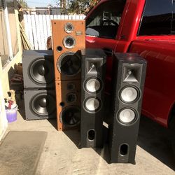 Klipsch Tall Speakers, Technics, Jamo 15" Subs