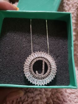 Sterling Silver Letter J Pendent And Chain