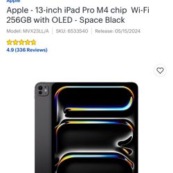 Apple - 13-inch IPad Pro M4 Chip Space Black