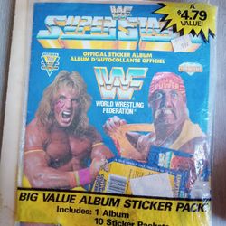 WWF HULK HOGAN Ultimate W Vintage Diamond Sticker Book & Stickers