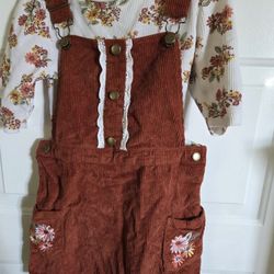 Size 6x/7  Cute girl fancy dress brown and white fall
Brand: Little Lass 
From Smoke free and pet Free home
Great for school and parties
Great and aff