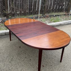 Vintage Danish Modern Expandable Oval Dining Table Rosewood Look