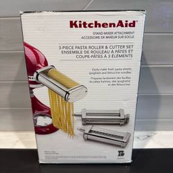 KitchenAid Mixer Attachment 3-Piece Pasta Roller and Cutter Set open box New. KSMPRA model .  Box has been open, but contents have not been removed.  