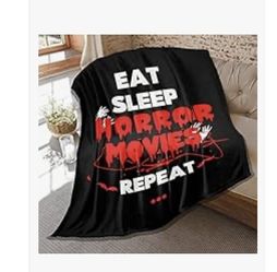 Eat Sleep Horror Movies Blanket