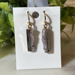 Agate Amethyst Earrings Natural Stone Handmade