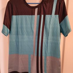 Men's Brand New Aqua, Gray & Black Shirt (M)