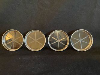 Art Deco Webster Set of 5 Glass Coasters with Sterling Silver Rims