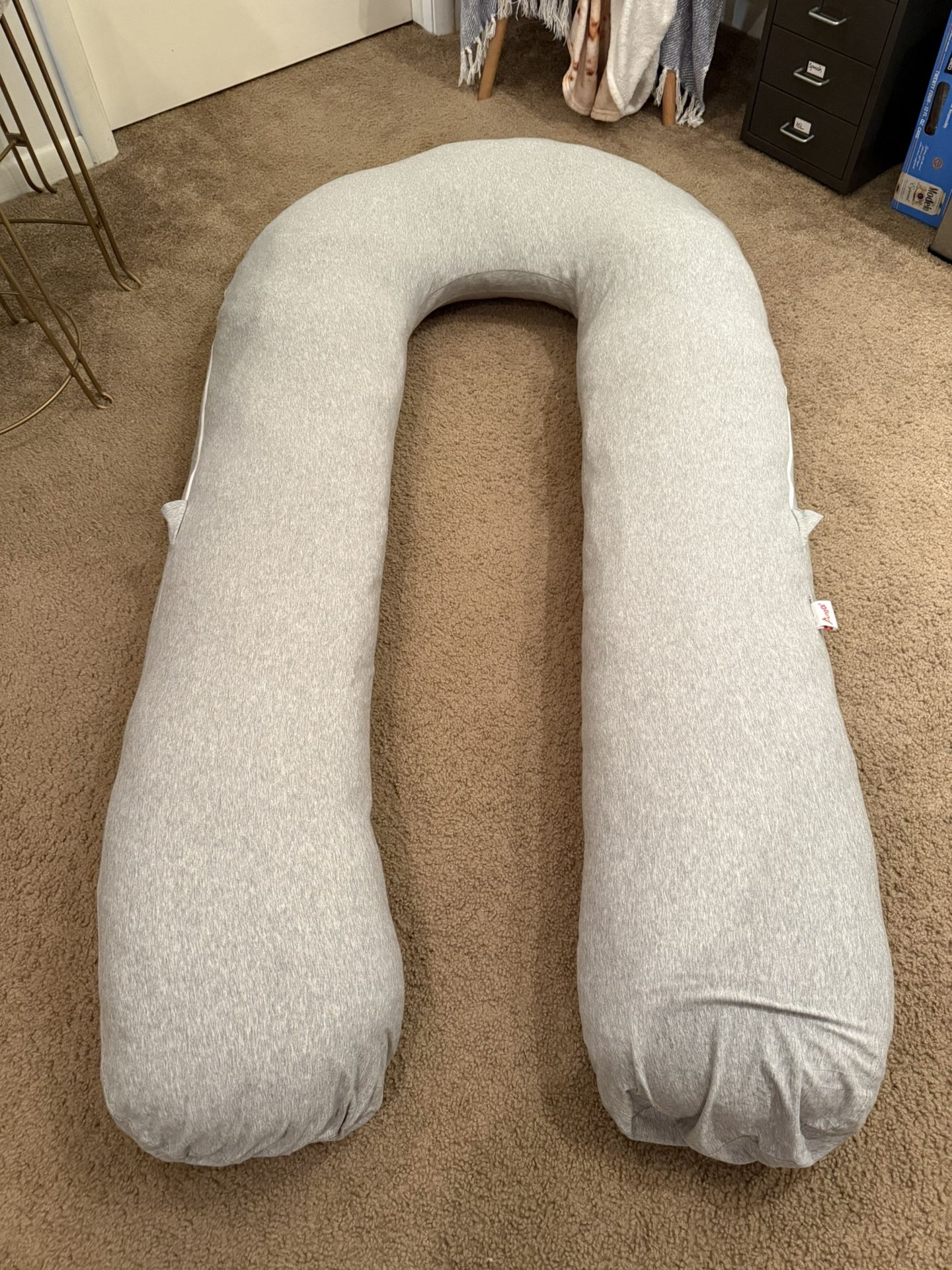 AngQi U shaped Pregnancy Pillow 55 inch with grey Cooling Jersey Cover