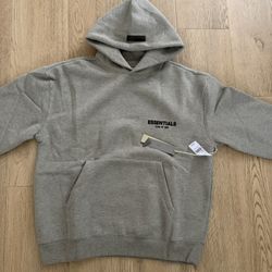 Essentials Fear of God Gray Fleece Cotton Men's Pullover Hoodie Long Sleeve