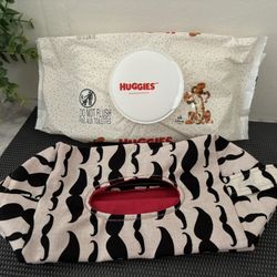 $10 Girls Mustache Wipes And Diapers  Pouch