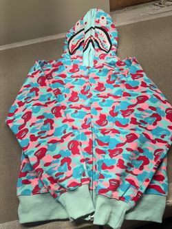 Shark Full-Zip Hoodie Pink Blue Camo