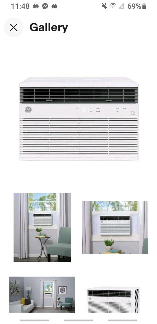GE Smart Window Air Conditioner WIFI Remote ENERGY STAR 8000 BTU 115 Volt White