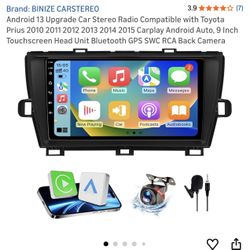 Android 13 Upgrade Car Stereo Radio Compatible with Toyota Prius 2010 2011 2012 2013 2014 2015 Carplay Android Auto, 9 Inch Touchscreen Head Unit Blue