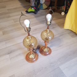 Pair Of Vintage Nice Lamps  Brown with Gold 