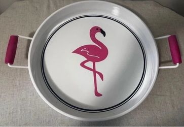 Flamingo Round Metal Tray with Handles Oneida pk up