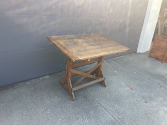 ANTIQUE WOOD AND CAST IRON DRAFTING TABLE/DINING TABLE/DESK C.1930
