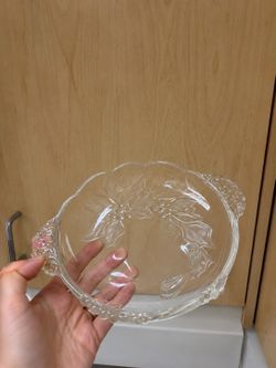 Vintage Glass Leaf & Grape Bowl