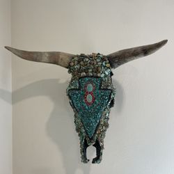 Custom Handmade Turquoise Skull Art
