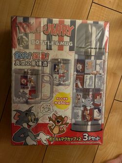 Tom and Jerry Stainless Bottle and 2 Mug Drink bottle:450ml 23cm Type B Silver