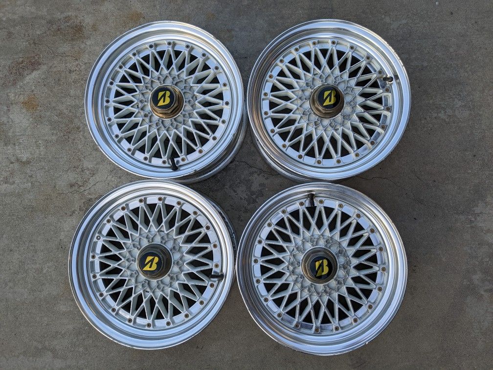 15" JDM Bridgestone SIEG Mesh Wheels 5x114.3 BBS SSR Work Volk Enkei Rays Epsilon