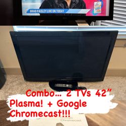 TVs 1Panasonic And 1Lg (2 TVs For That Price + Google Chromecast)