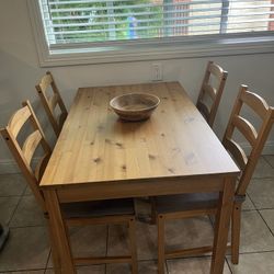 IKEA Wood Dining table W/ Four Chairs