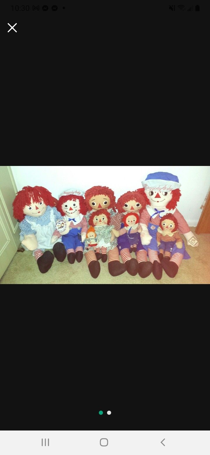 Large Group of Raggedy Ann & Andy Dolls, Knickerbocker, Dakin,Applause