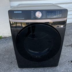 *For Parts* Samsung 7.5-cu ft Stackable Vented Electric Dryer with Steam Cycle ( Brushed Black ). Untested. No power cord or vent hose. Cosmetically i