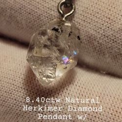  8.40ctw Vintage Natural Herkimer Diamond Pendant Rainbow Inclusions 🌈