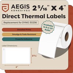 (20 Rolls, 6000 Labels) 2 5/16" X 4" Direct Thermal Shipping Labels Replacement for DYMO 30256