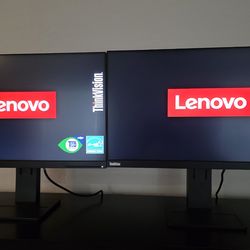 2x Lenovo ThinkVision E24q-20 23.8" QHD Monitors
