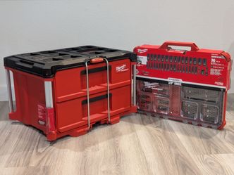 Milwaukee Packout 2-Drawer & 36pc 3/8" Impact Socket Set - New