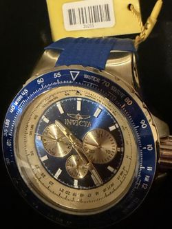Invicta Aviator Men's Quartz Analog Watch Blue/Gold 50mm 100m Date Day 39265